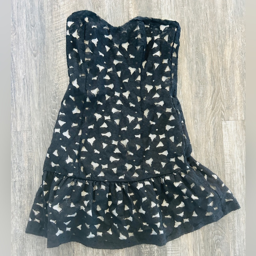 Elegant Strapless Black and White Dress